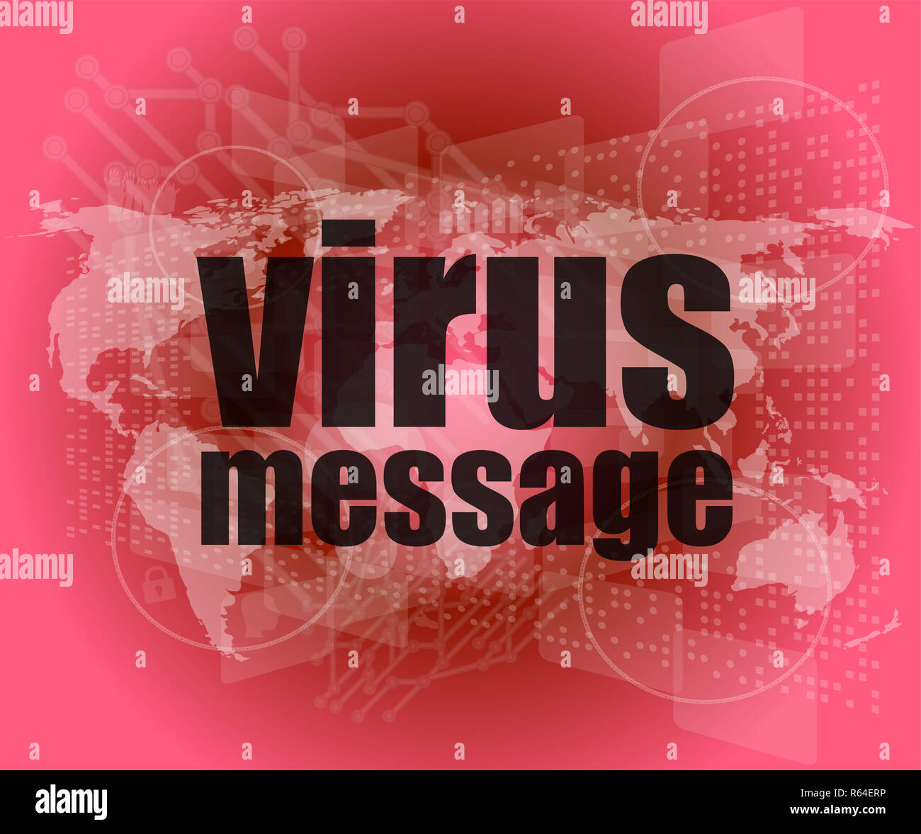 internet concept: words virus message on digital screen Stock Photo