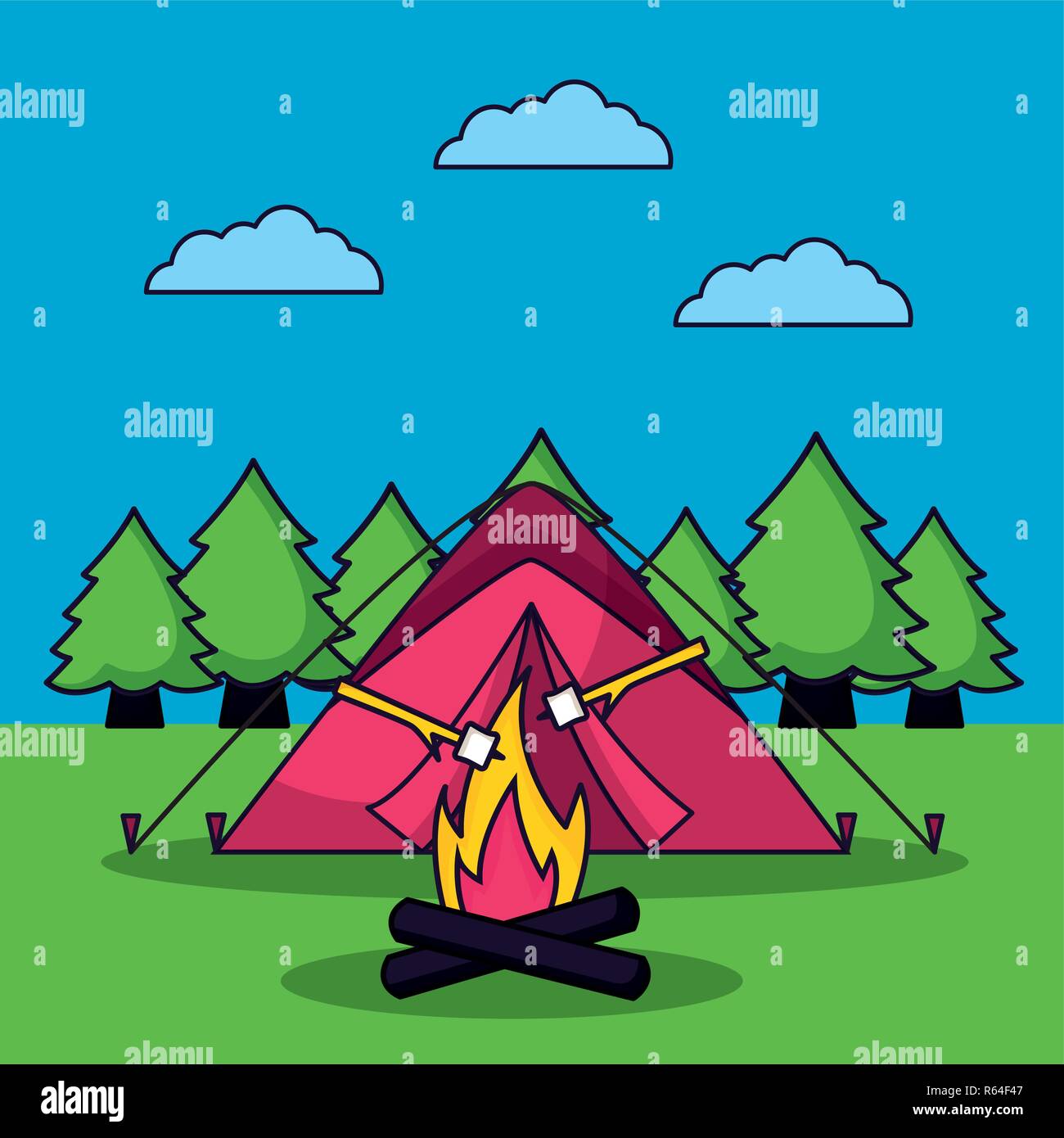 camping summer relate Stock Vector