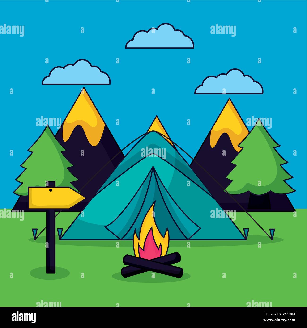 camping summer relate Stock Vector