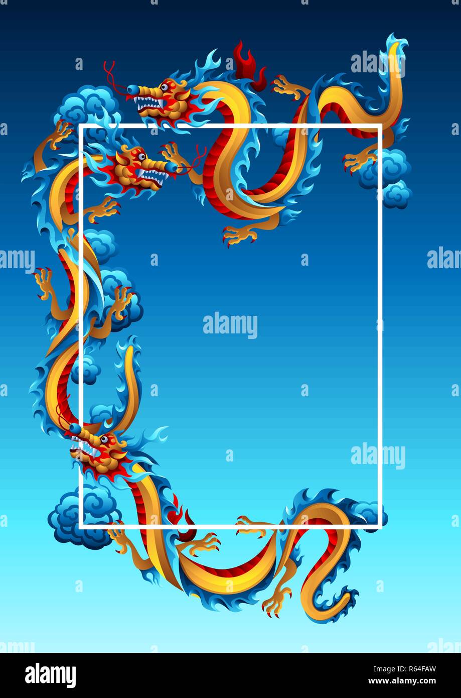 Background with Chinese dragons. Traditional China symbol. Asian