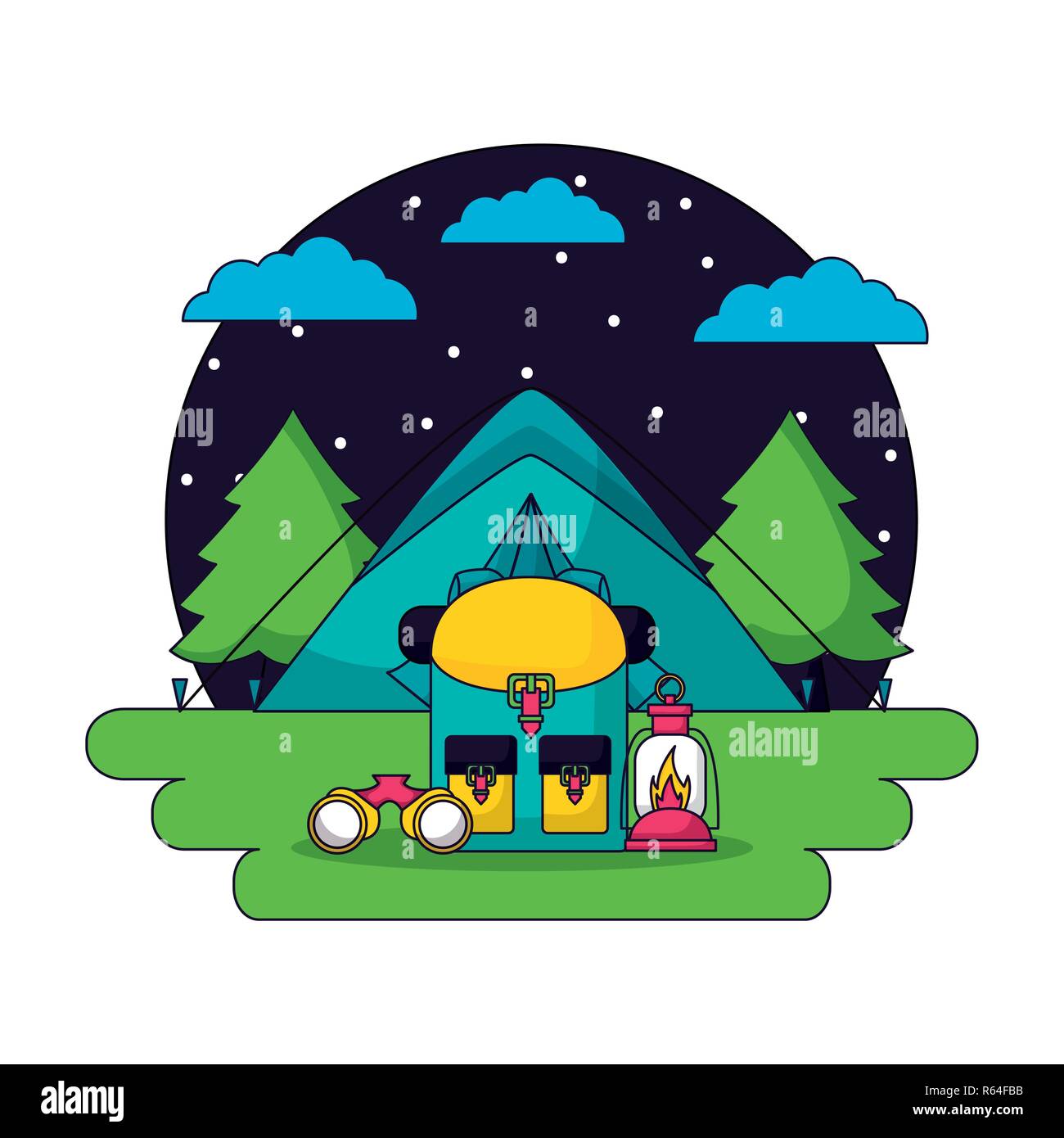 camping summer relate Stock Vector
