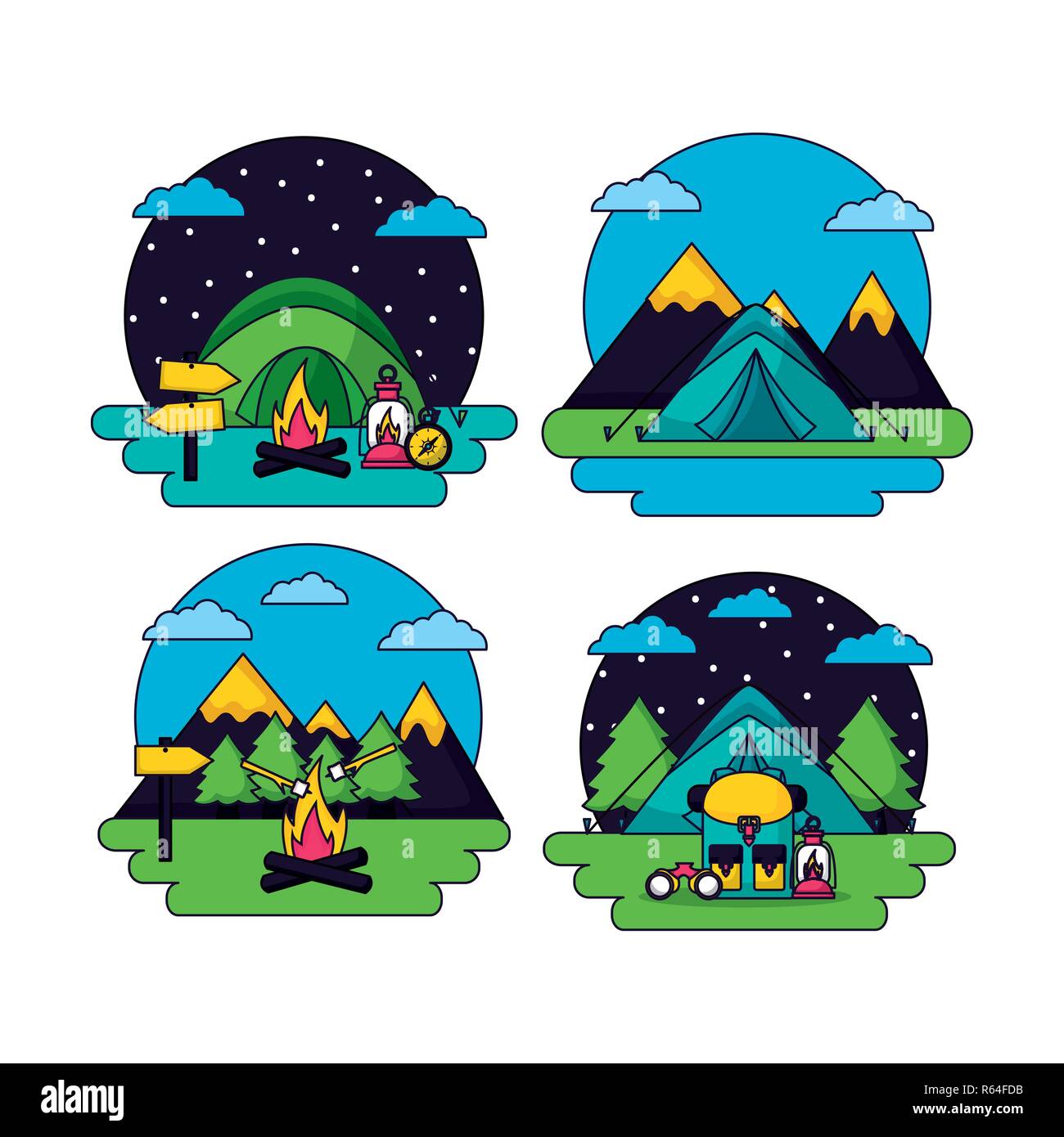 Sunny camping Stock Vector Images - Alamy
