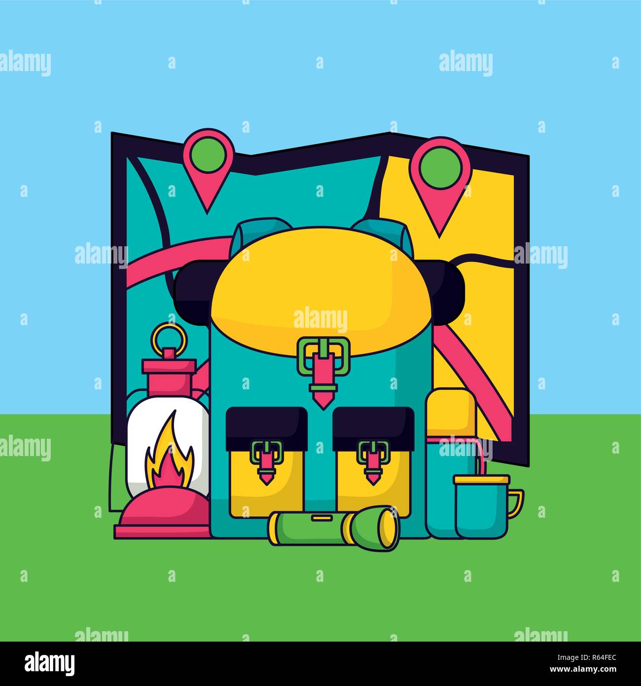 camping summer relate Stock Vector