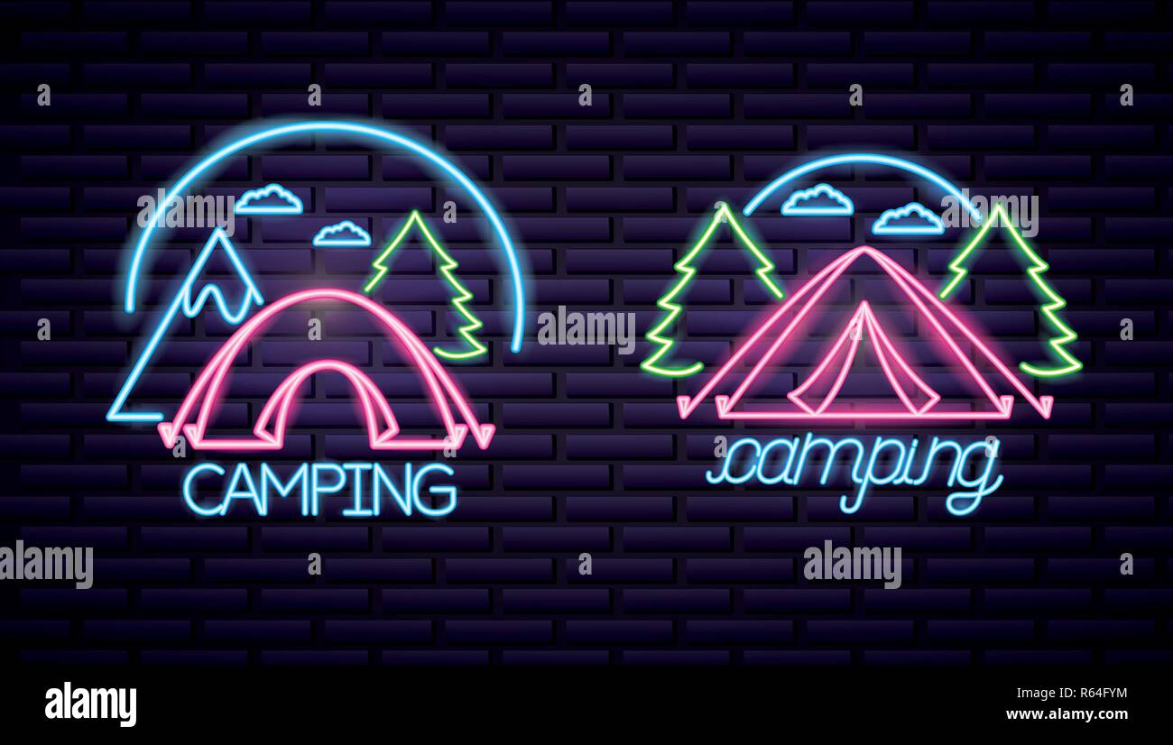 camping summer relate Stock Vector