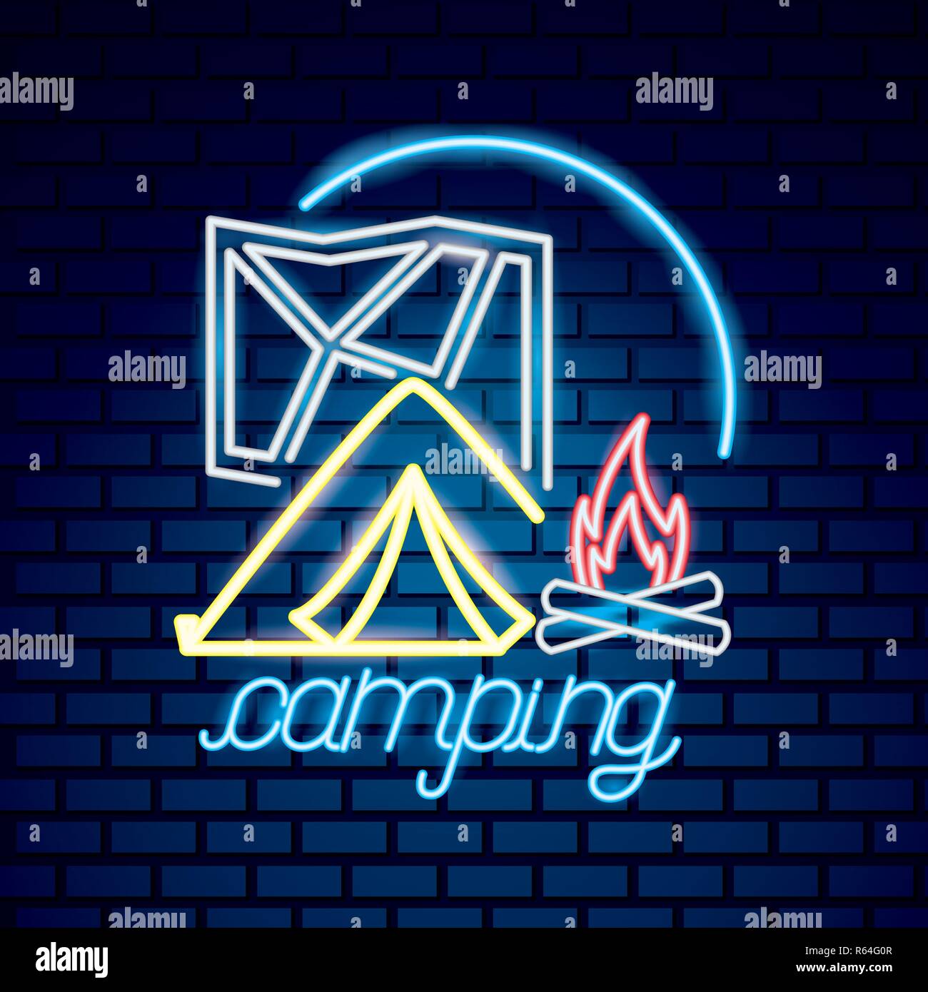 camping summer relate Stock Vector