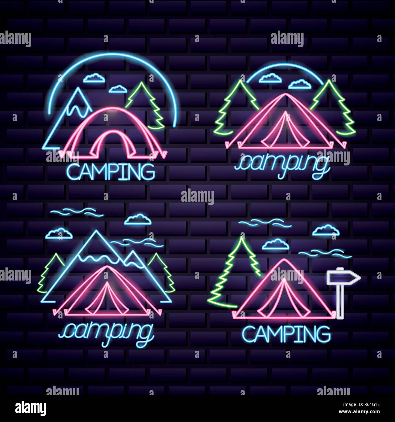 camping summer relate Stock Vector