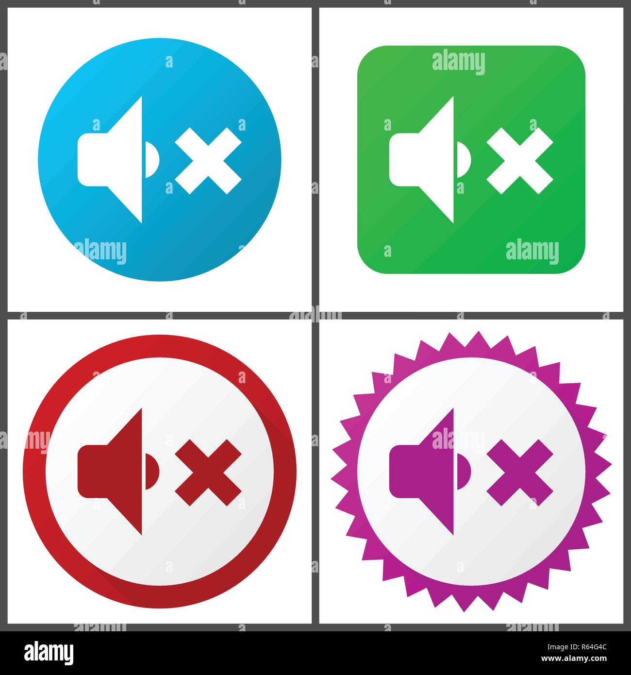 Speaker volume red, blue, green and pink vector icon set. Web icons ...
