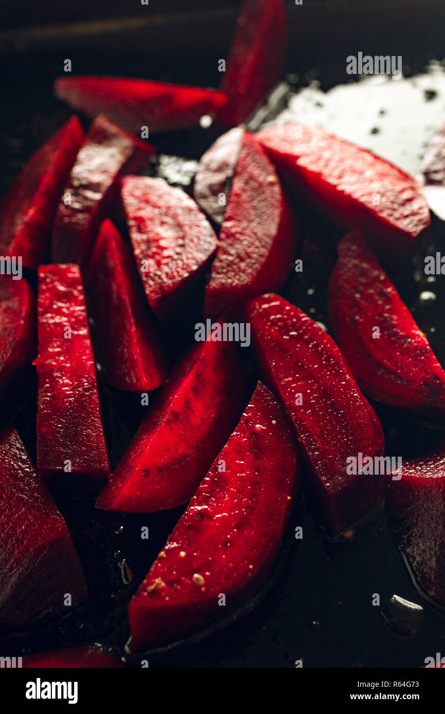 Freshly sliced beetroot Stock Photo