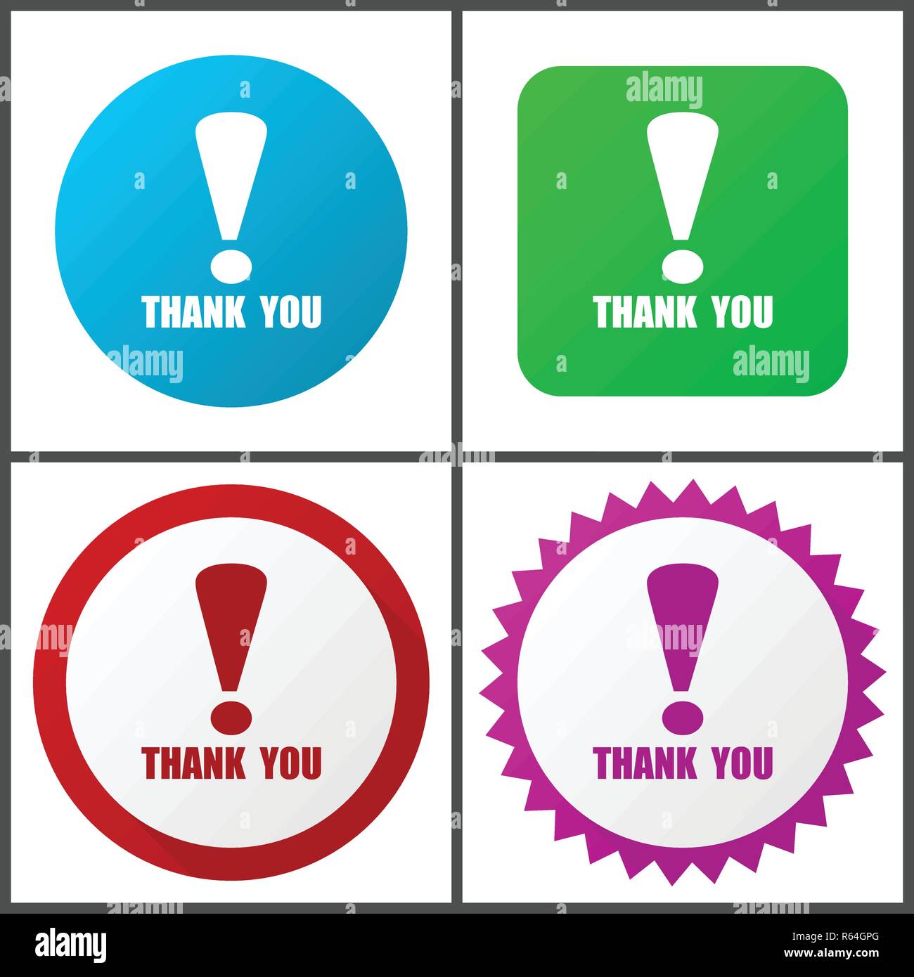 Thank You Red Blue Green And Pink Vector Icon Set Web Icons Flat Design Signs And Symbols Easy To Edit Stock Vector Image Art Alamy