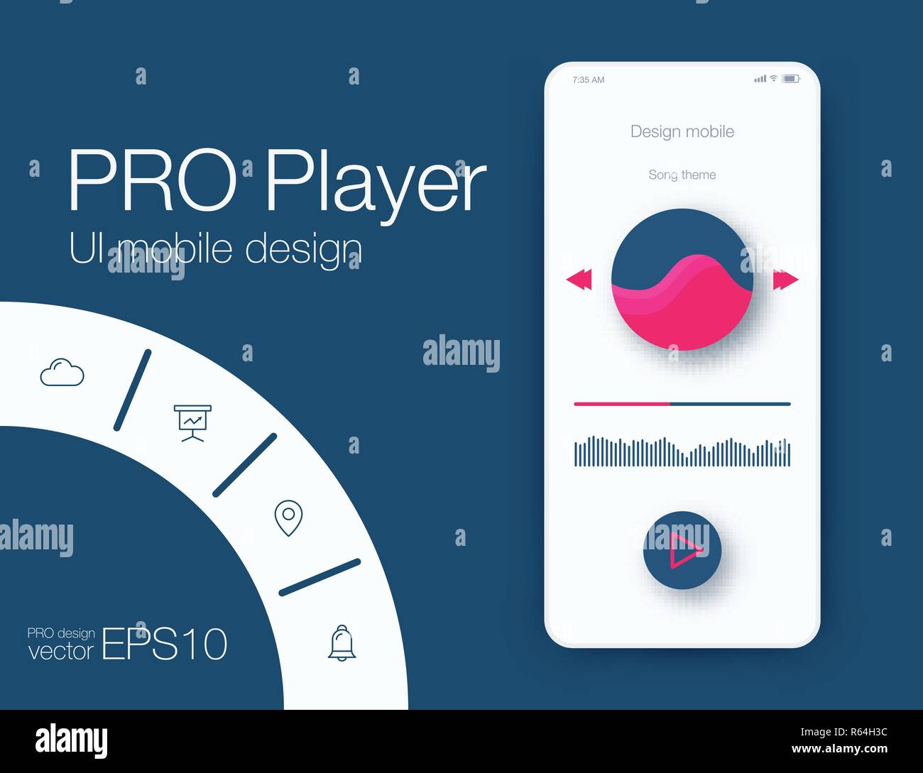 UI audio player templates templates in vector with design elements Stock Vector
