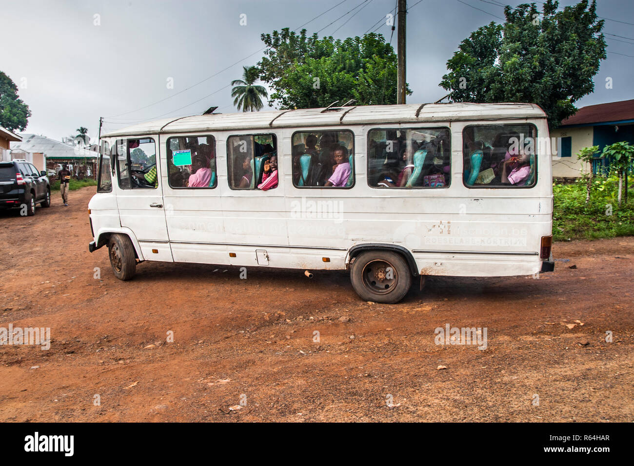 School-Bus in Sierra Leone Stock Photo