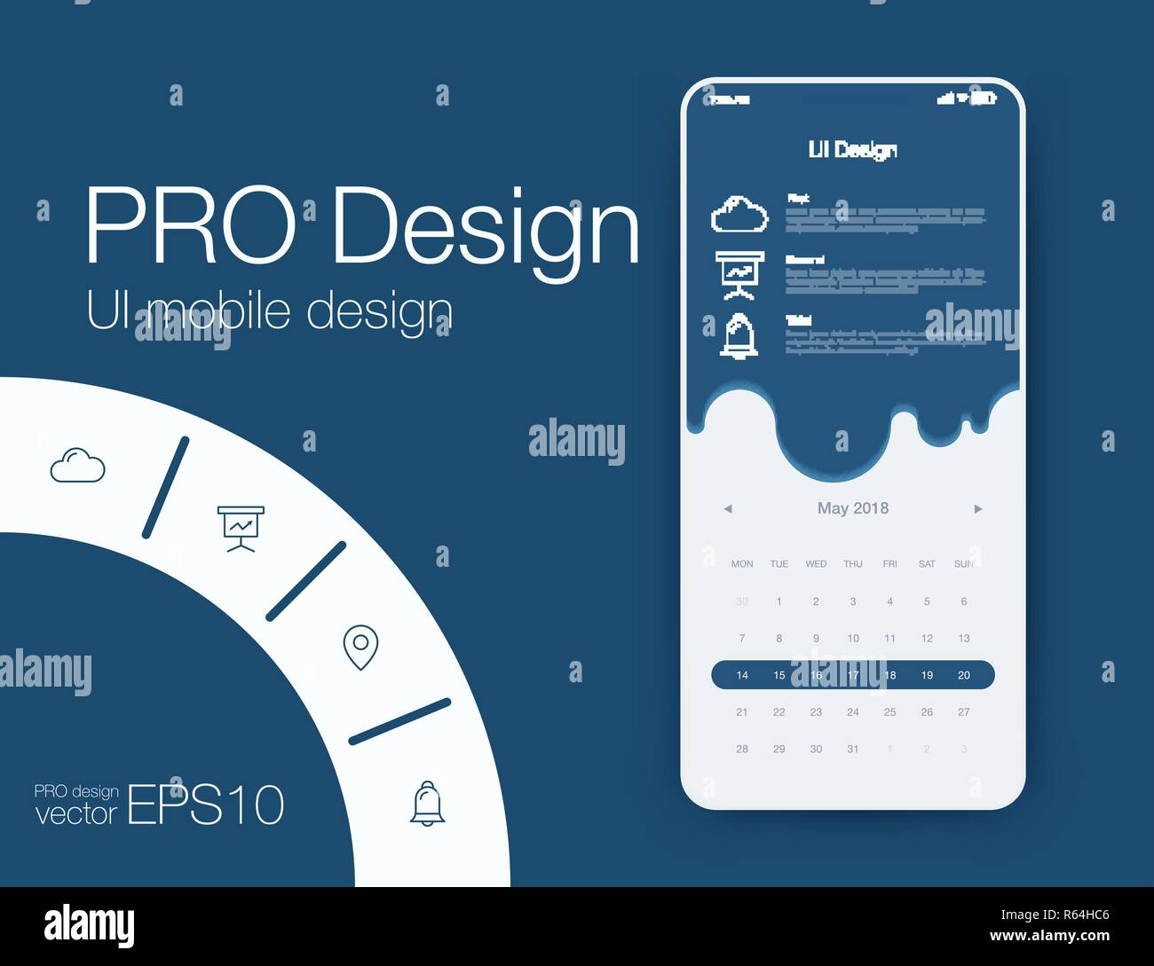 User interface with infographics with charts and graphs in flat design ...