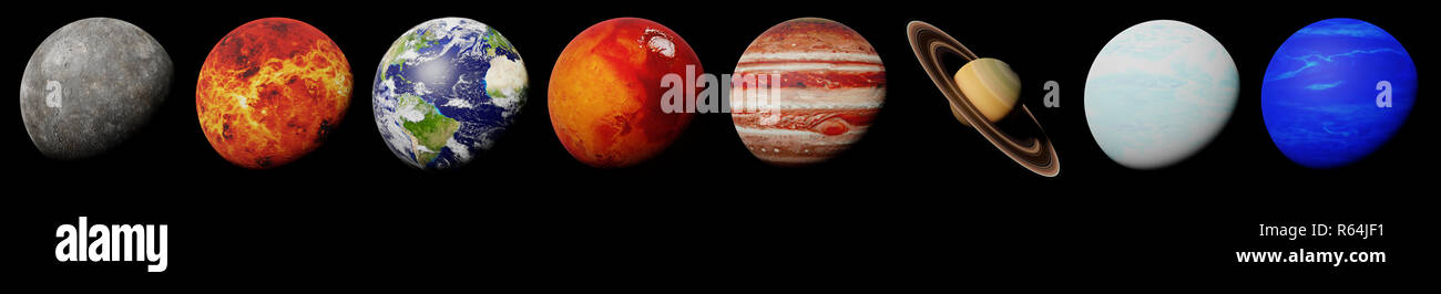the planets of the solar system isolated on black background Stock ...