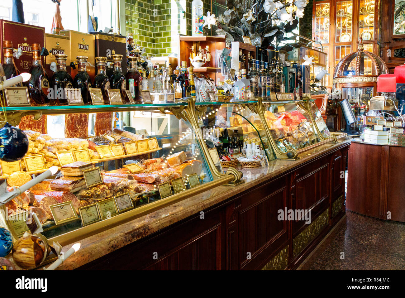 Inside the famous Eliseyev Emporium Coffeeshop on Nevsky Prospekt, St Petersburg, Russia. Stock Photo