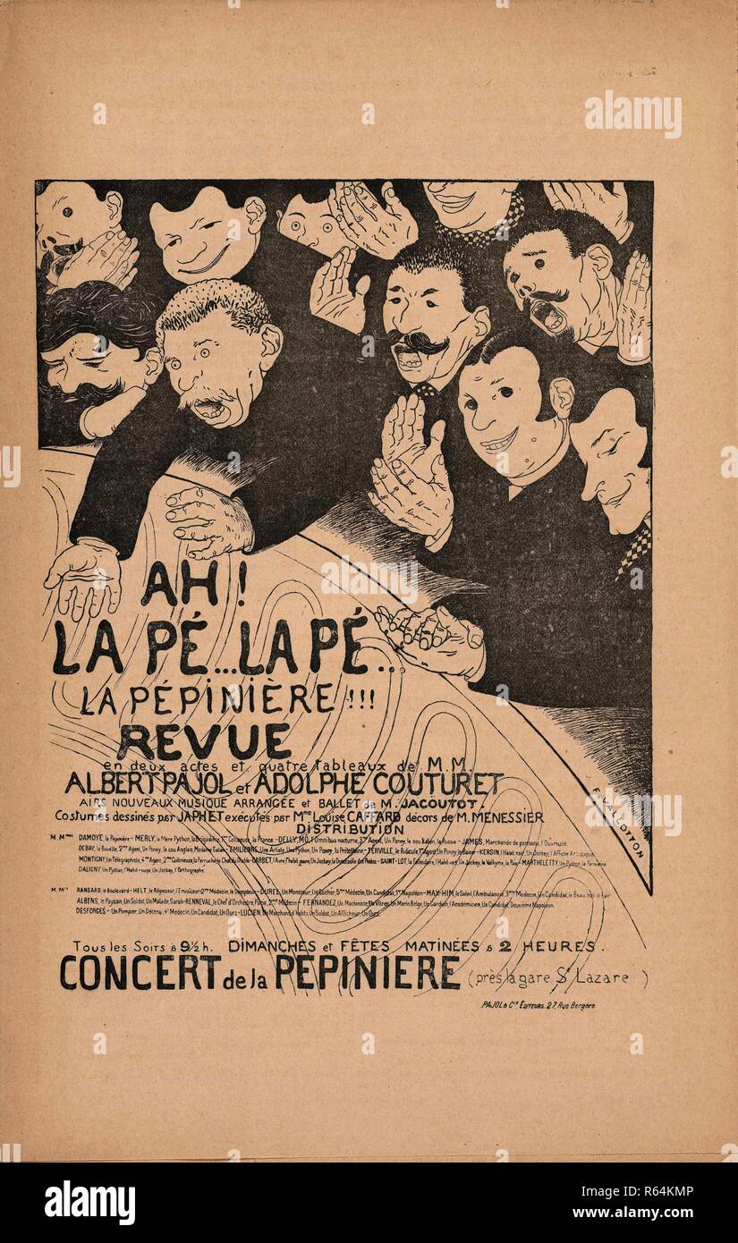 Sheet music Ah! La pé... la pé... la pépinière!!! by Albert Pajol, Adolphe Couturet and M. Jacoutot (Concert de la Pepinière). Dimensions: 27.3 cm x 17.4 cm. Museum: Van Gogh Museum, Amsterdam. Stock Photo