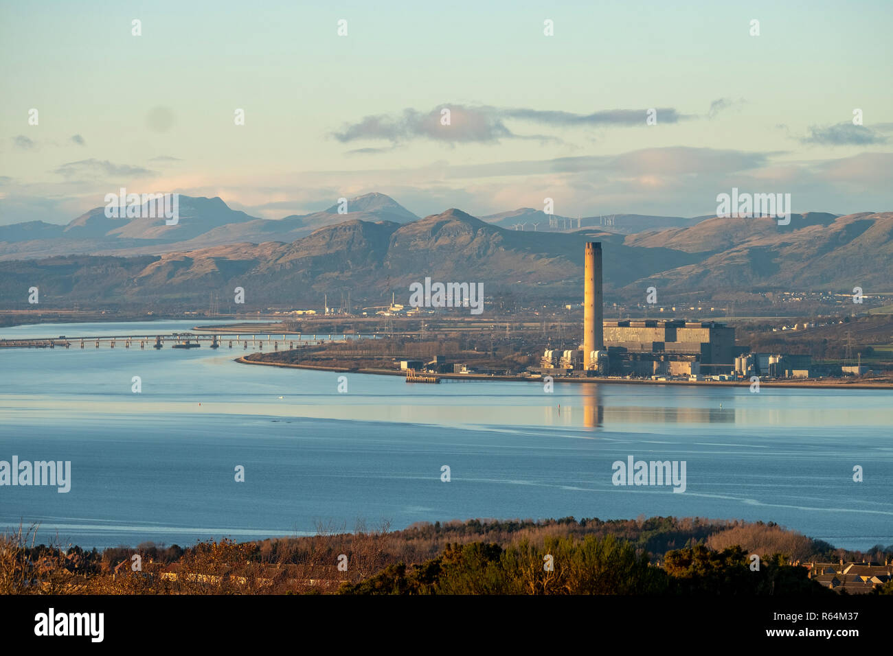 A view of the de-commissioned Longannet coal fired power station at Kincardine of Forth, Scotland. Stock Photo