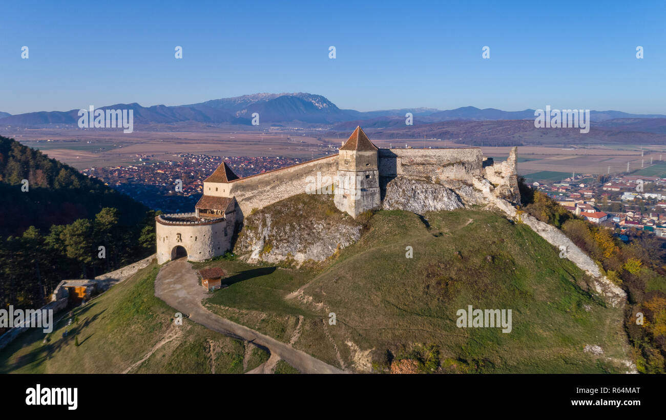 Aerial view of Rasnov Fortress Romania Stock Photo - Alamy