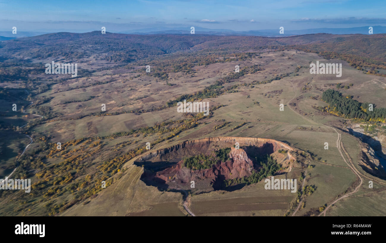 volcanic crater in Racos village. Brasov county, Romania Stock Photo