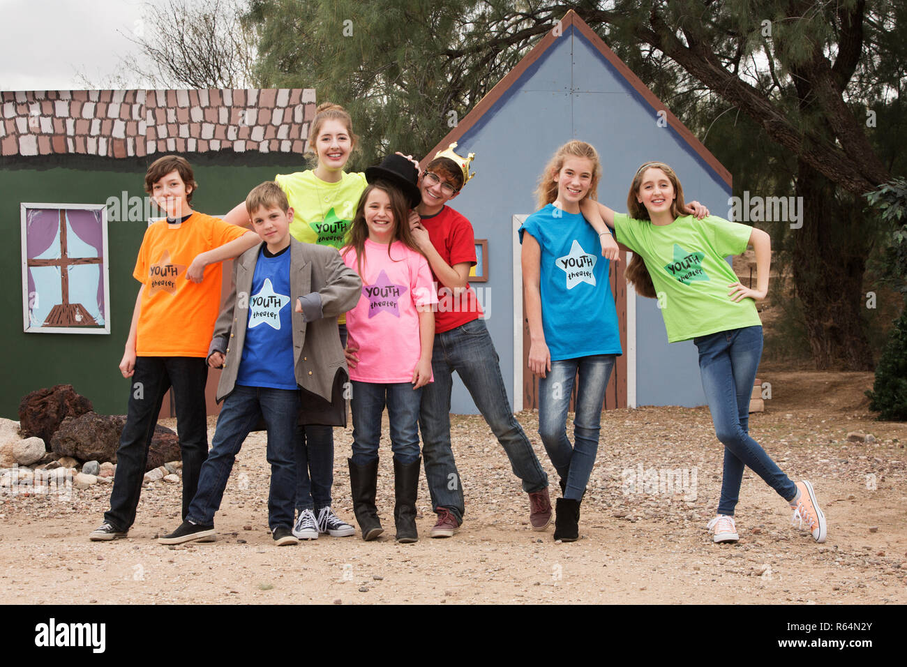 Theater camp children pose together Stock Photo
