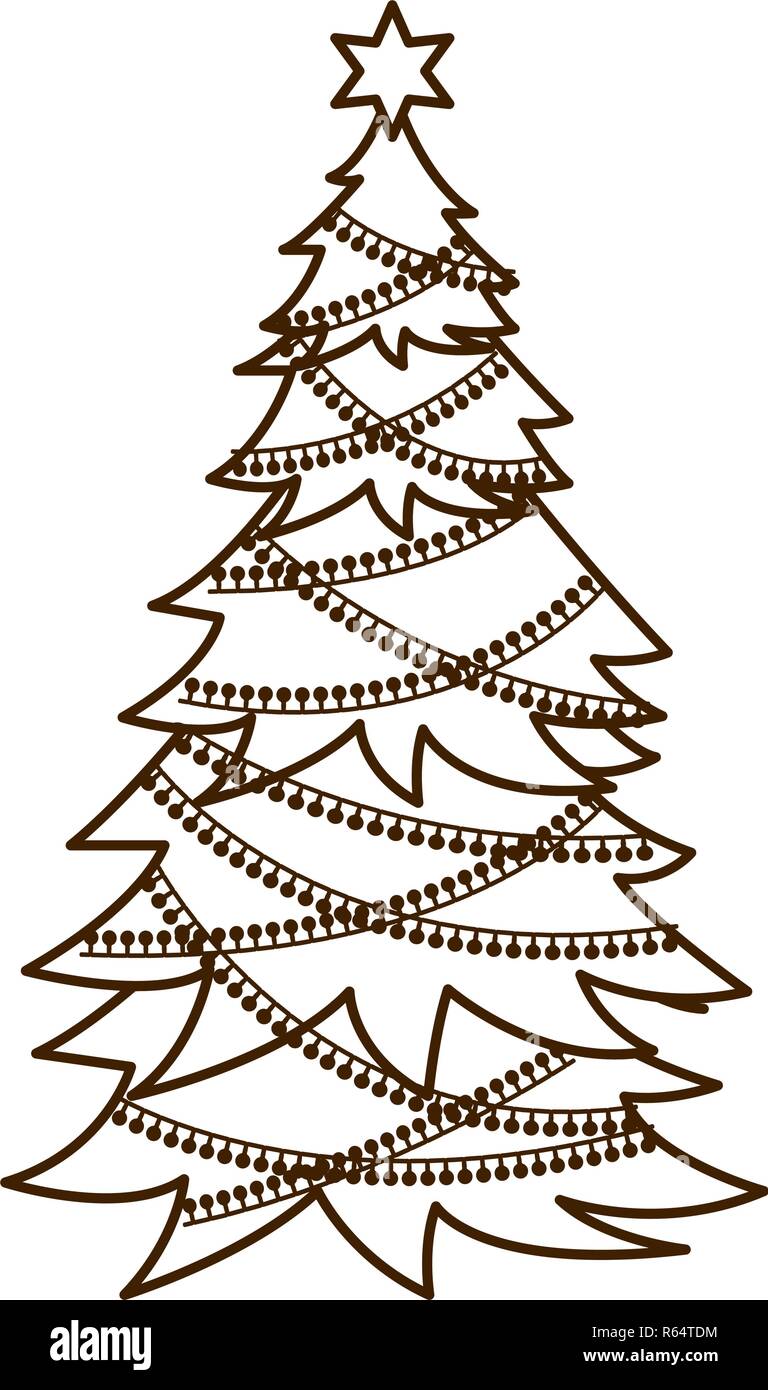 christmas tree with hanging balls isolated icon Stock Vector Image ...