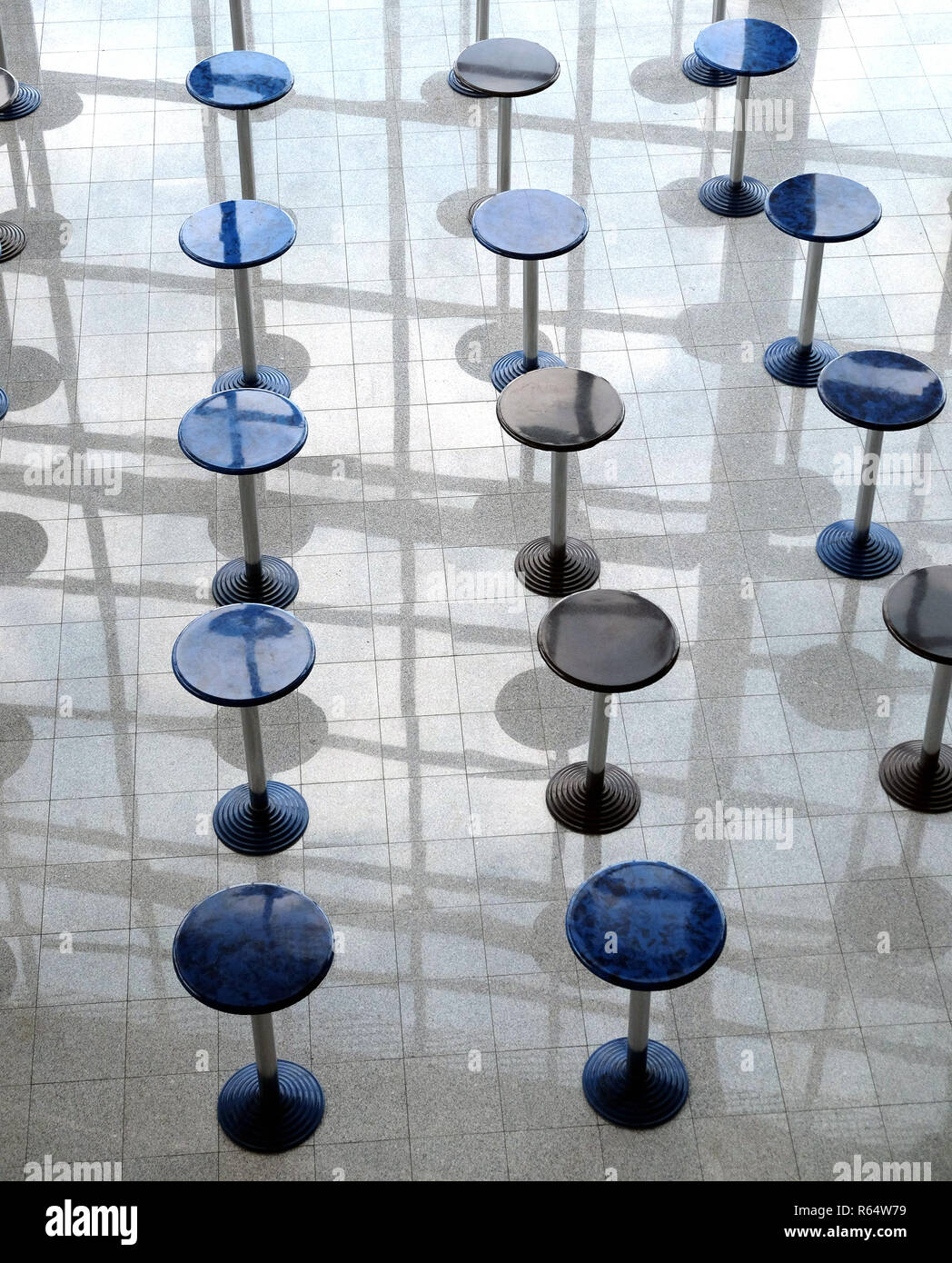 Abstract Cafe Table Abstract conceptual composition with many round eating tables staying ...