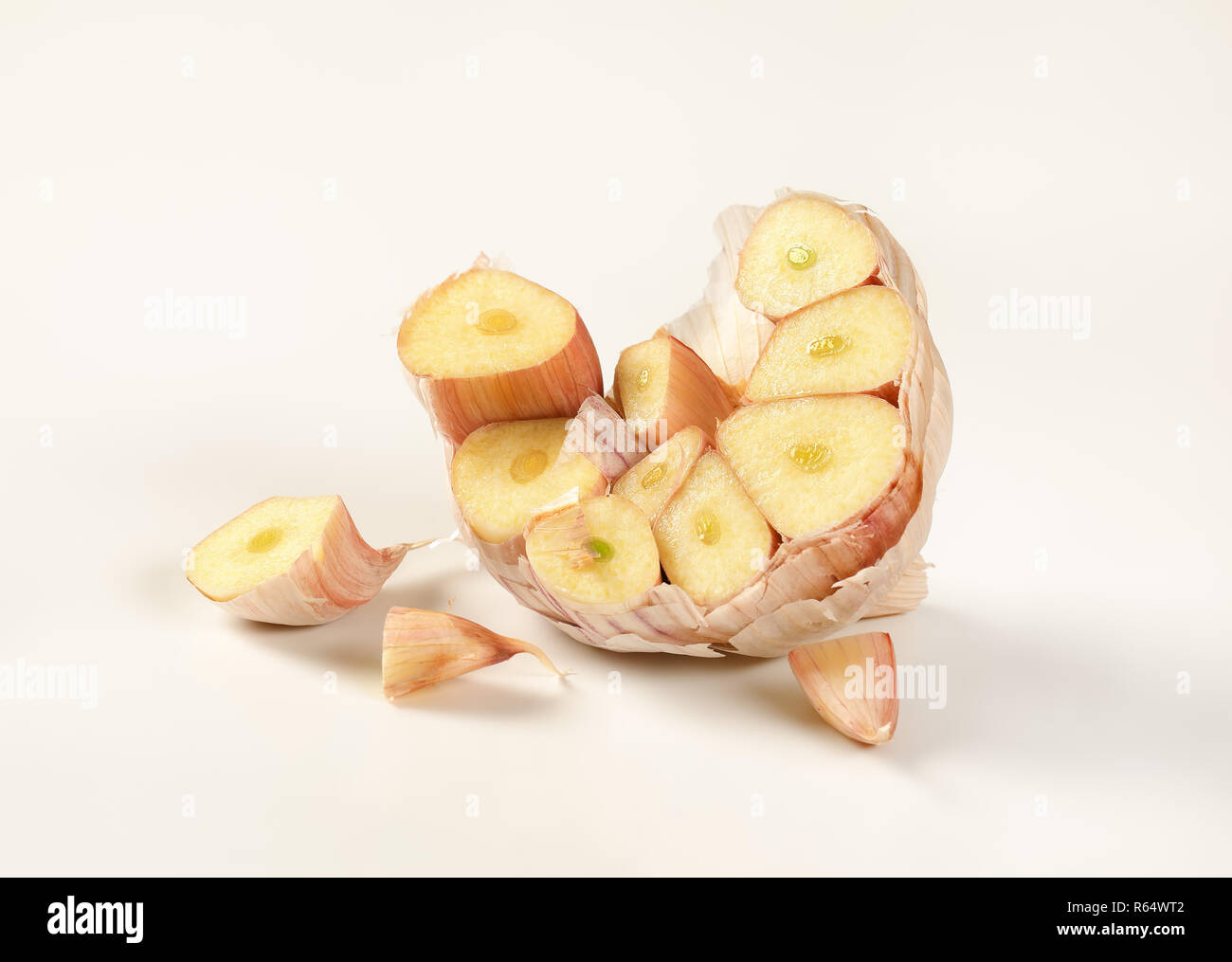 half of garlic bulb Stock Photo Alamy