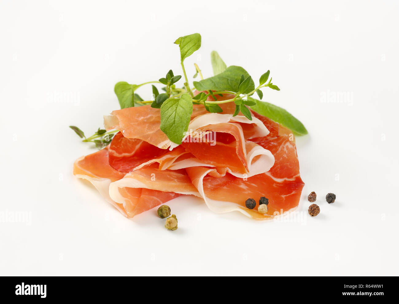 air dried ham with thyme and pepper Stock Photo Alamy