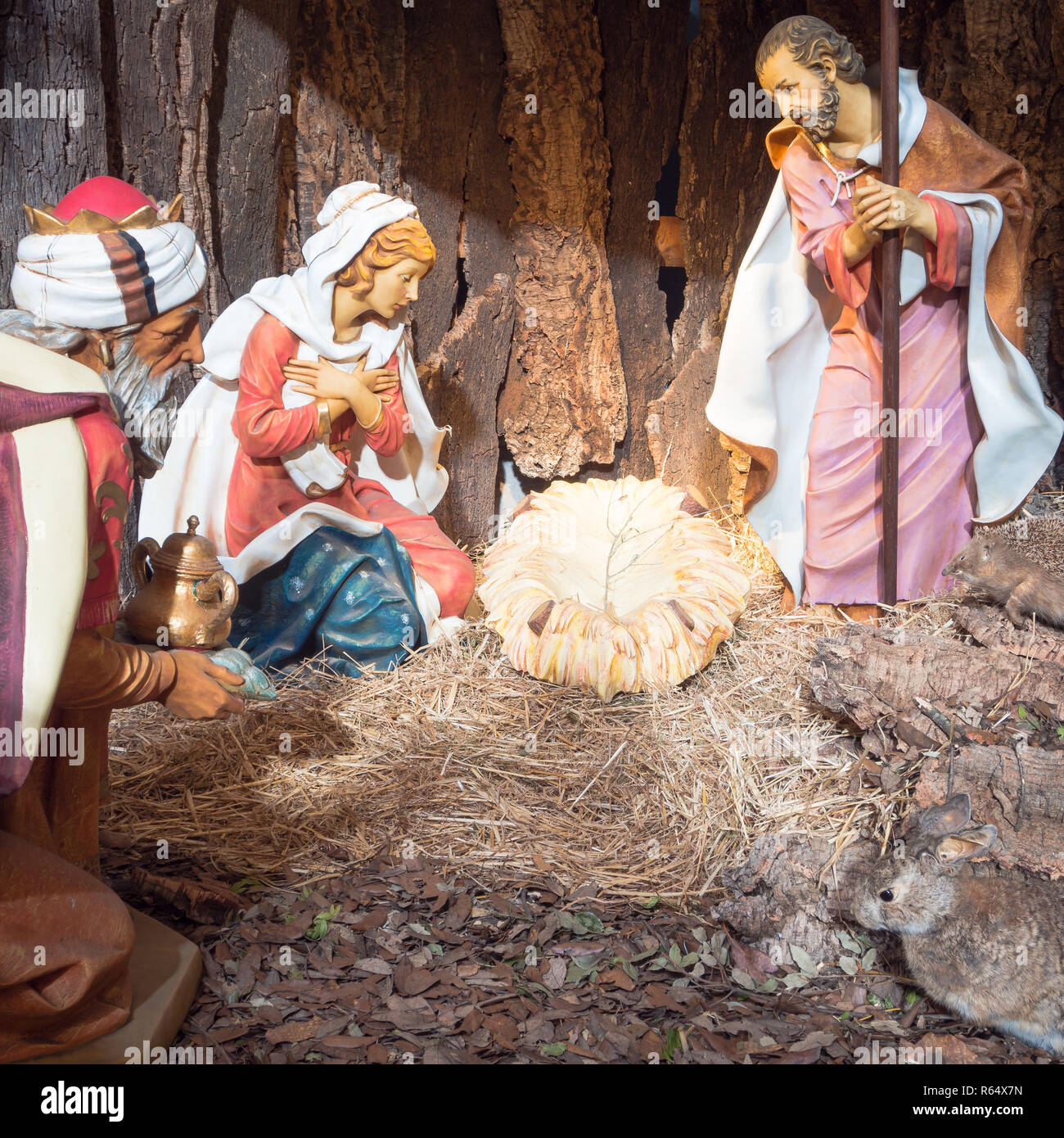Nativity scene before christmas Stock Photo