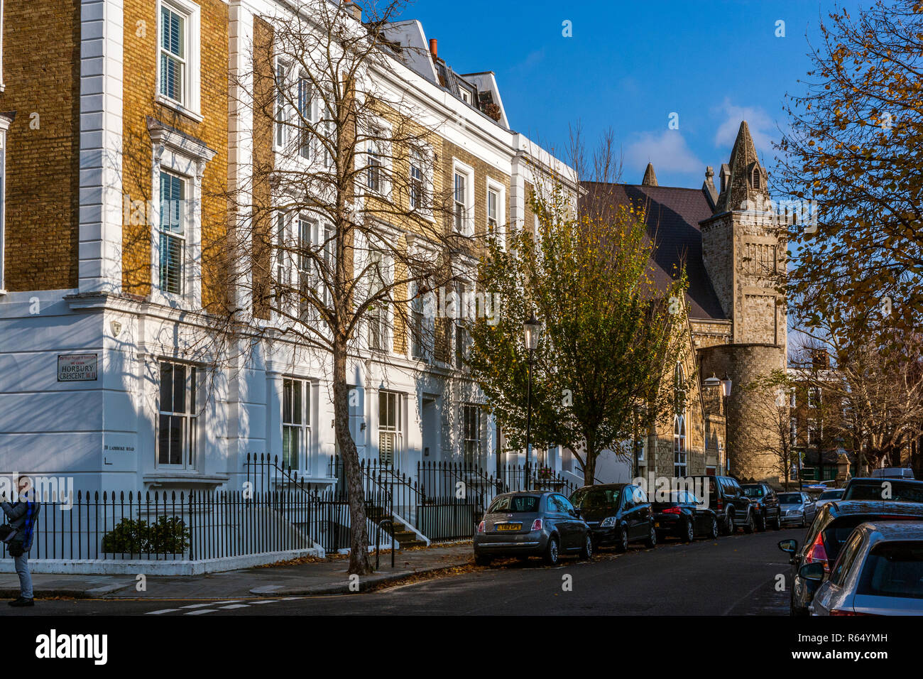 Ladbroke Road and Kensington Temple, Notting Hill, London Stock Photo