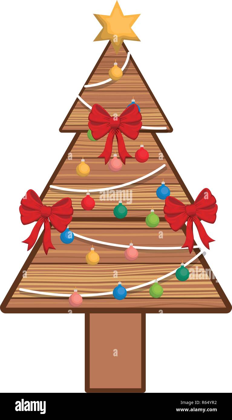 christmas tree with hanging balls isolated icon Stock Vector Image ...