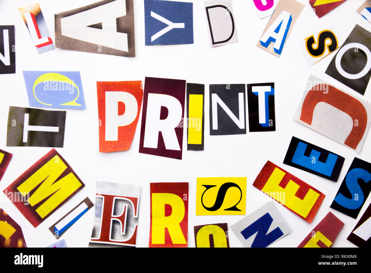 a word writing text showing concept of print made of different magazine newspaper letter for business case on the white background with copy space stock photo alamy