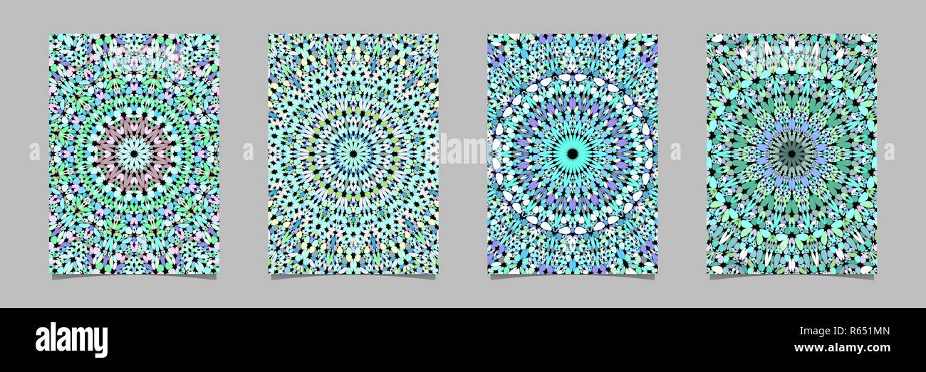 Gravel mosaic mandala pattern poster background set - vector template designs Stock Vector