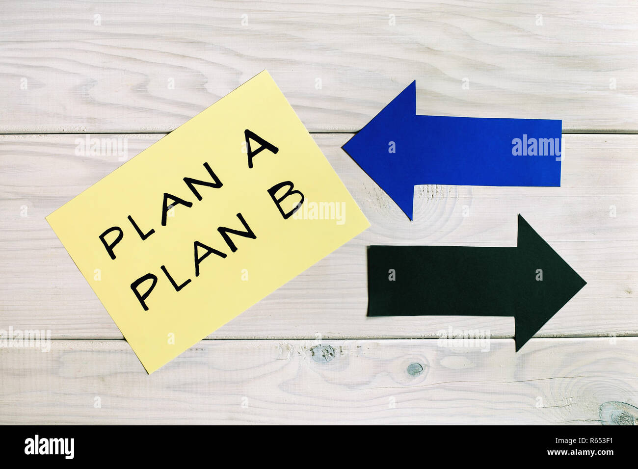 Plan A and plan B written on paper with arrows,back up business plan