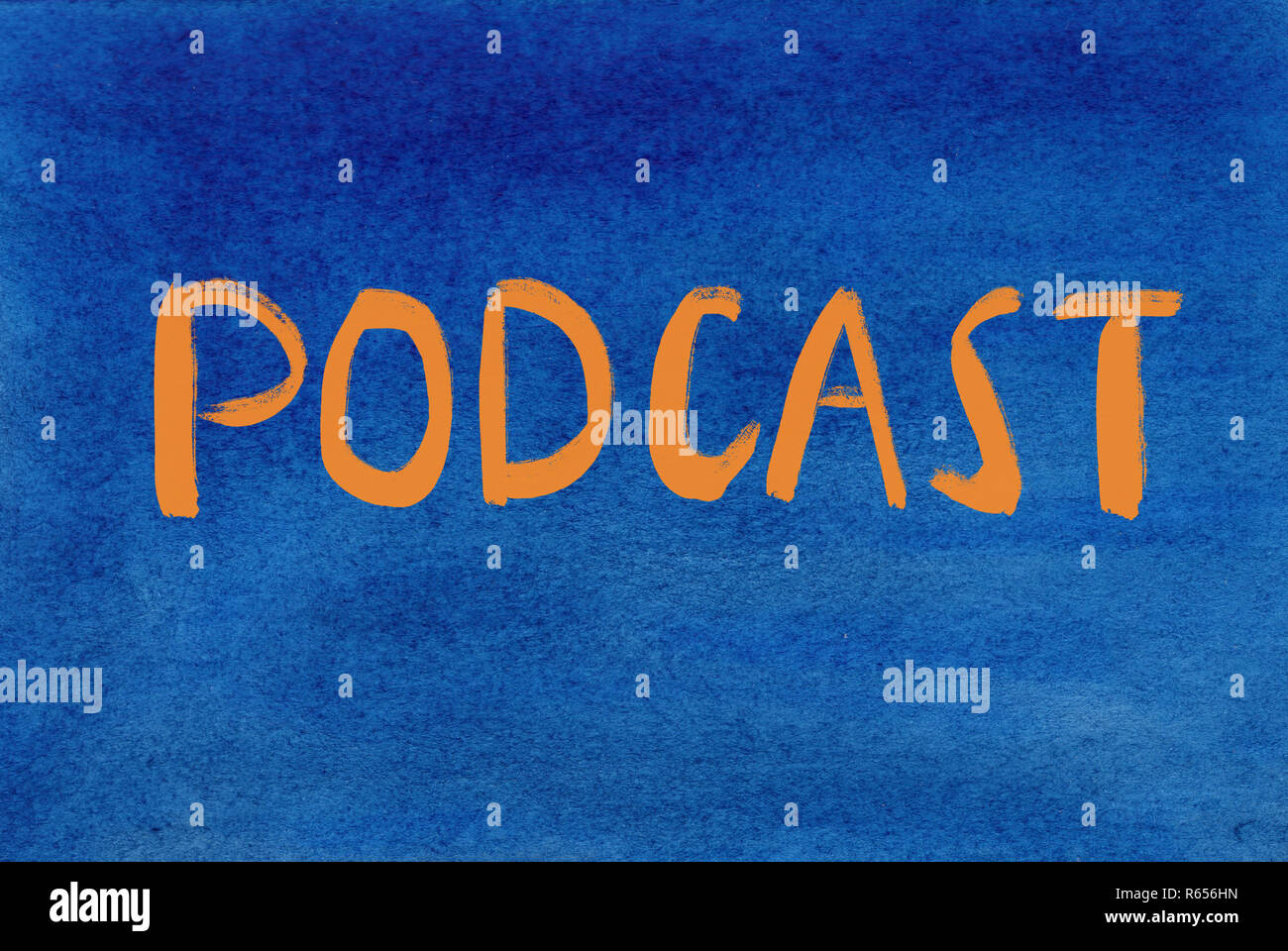 podcast concept word written on a watercolor texture background Stock Photo