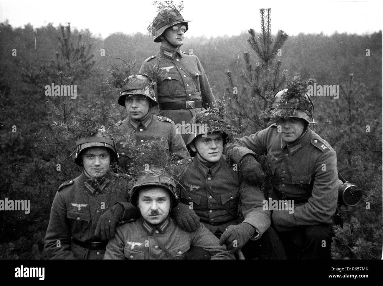 Christmas 1936 German Army Soldiers, Germany. Deutsch humor lustig Stock Photo