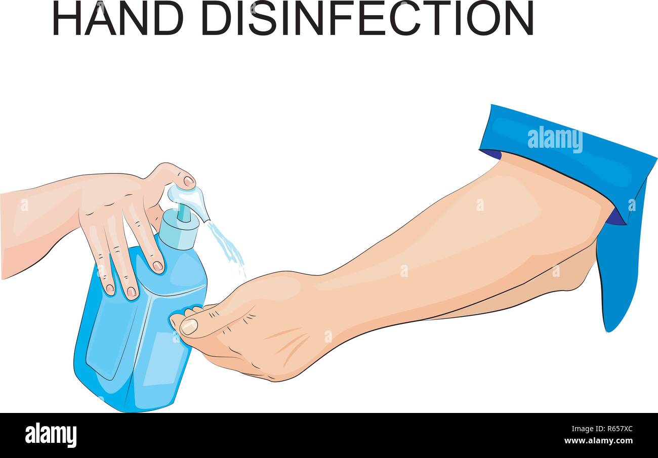 illustration of surgical hand disinfection Stock Vector
