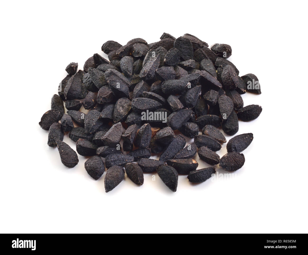 Seed of Nigella sativa or fennel flower, nutmeg flower, black caraway, Roman coriander, black cumin, blackseed, black caraway, Bunium persicum. Isolat Stock Photo