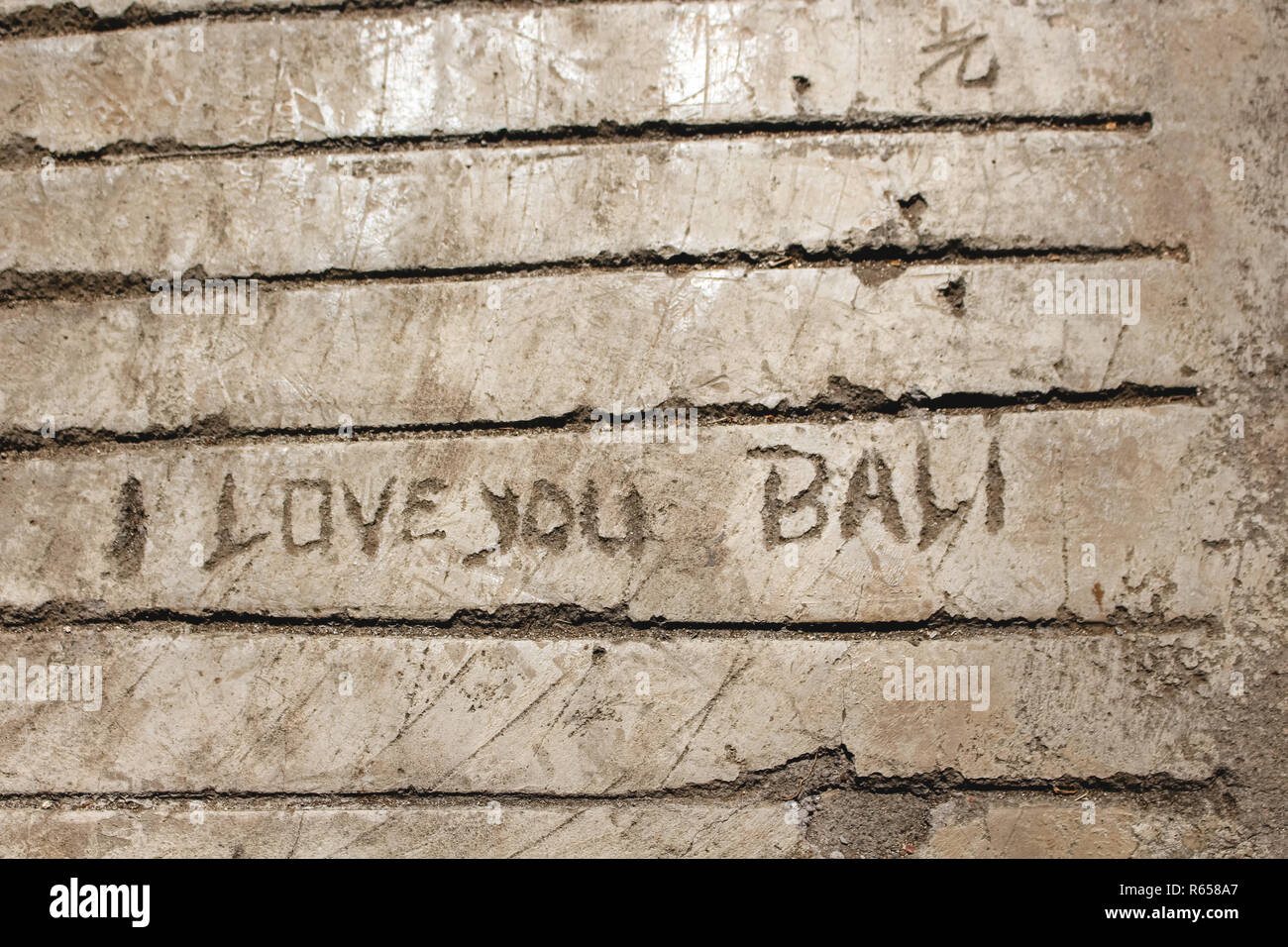 I love you BALI written in the concrete Stock Photo