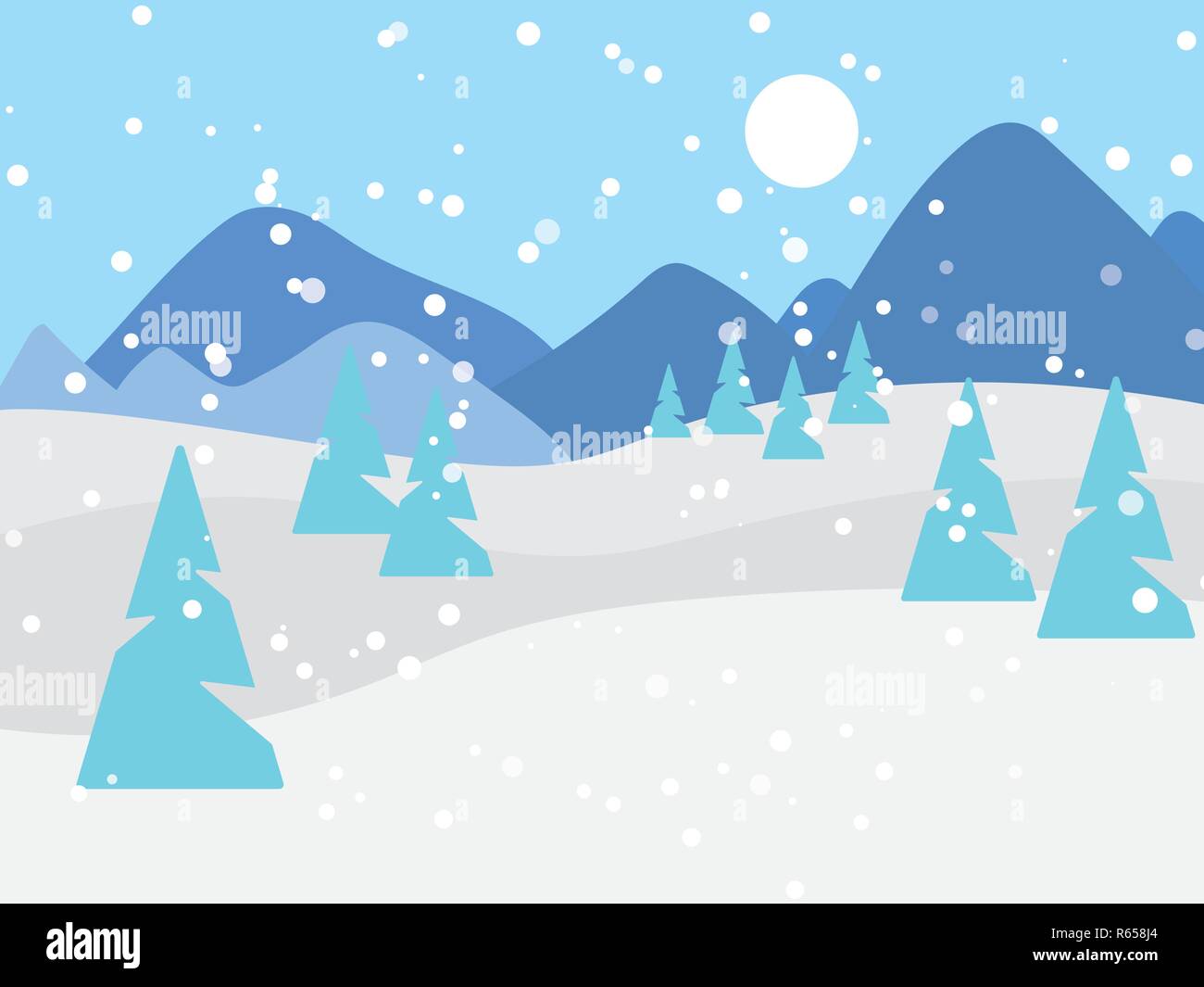 winter mountain landscape- vector illustration Stock Vector Image & Art ...