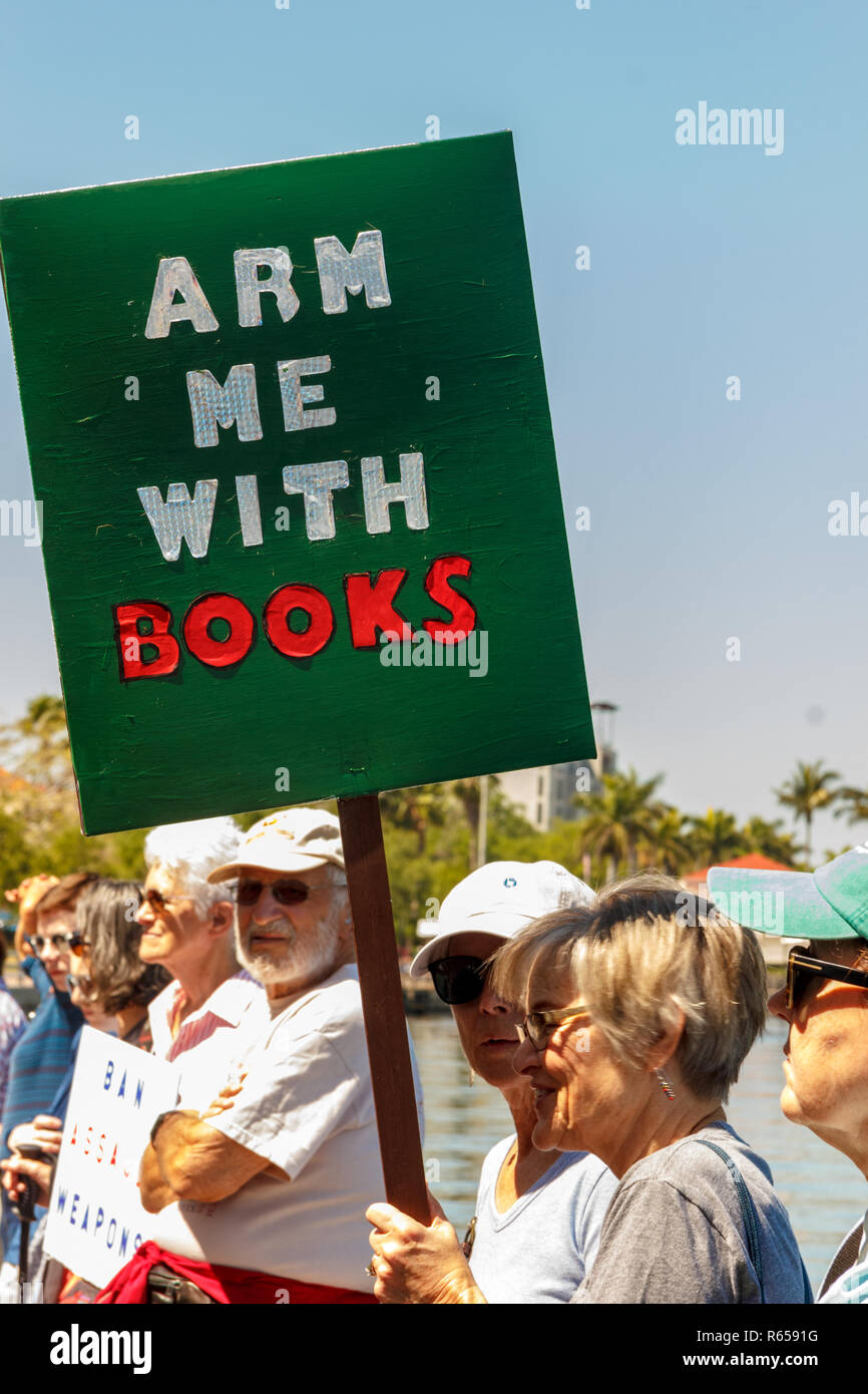 Protest signs against guns at anti gun march in  Florida USA Stock Photo