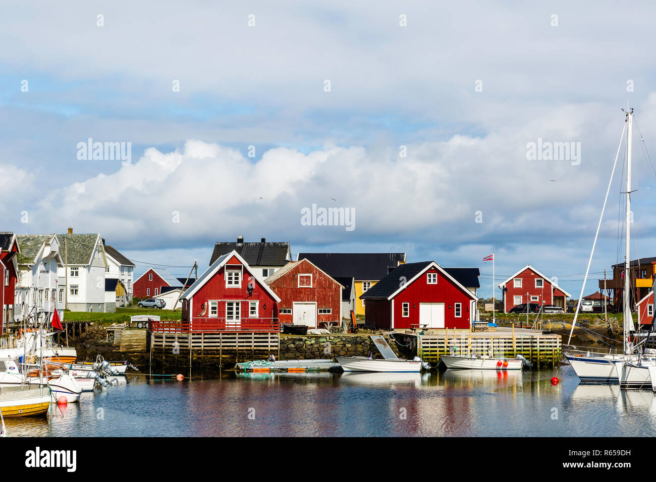 The fishing village of Veilholmen on the island of Smola, Norway. Stock Photo
