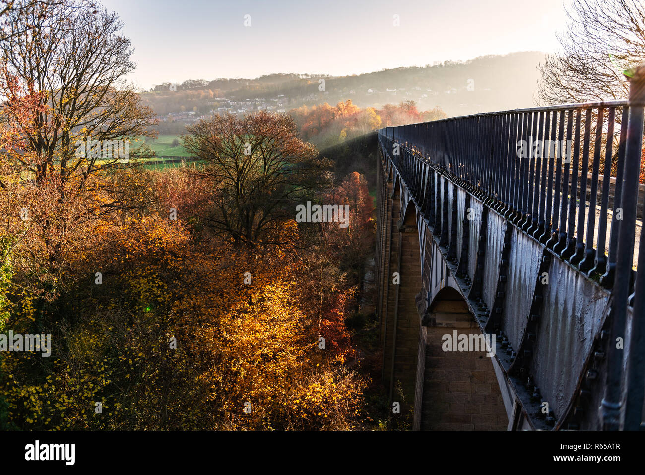 Pontcysyllte Aqueduct with Llangollen Canal in Wales, UK Stock Photo