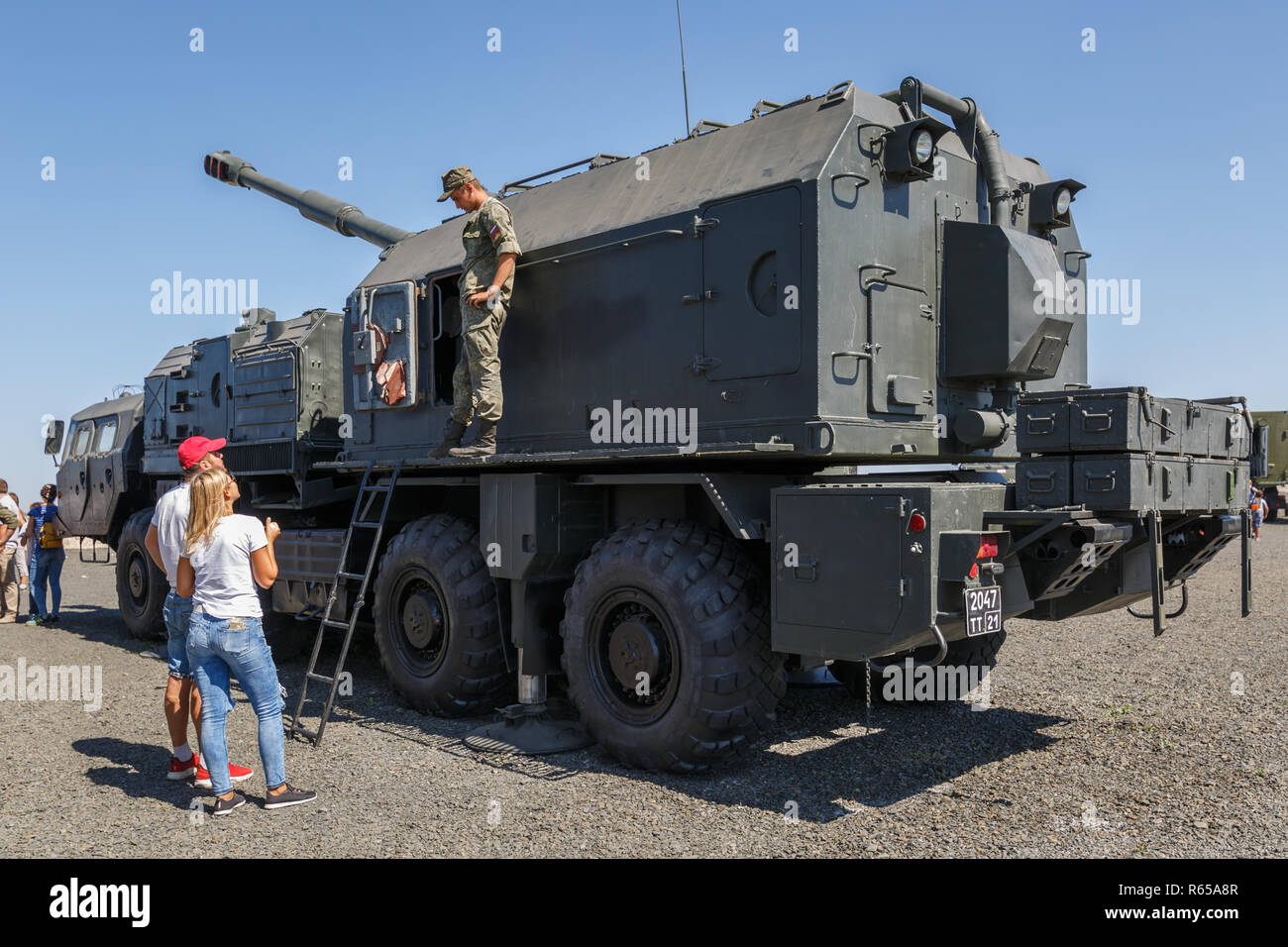 International military technical forum 'ARMY-2018». Self-propelled coastal artillery system A-222C1 Bereg Stock Photo