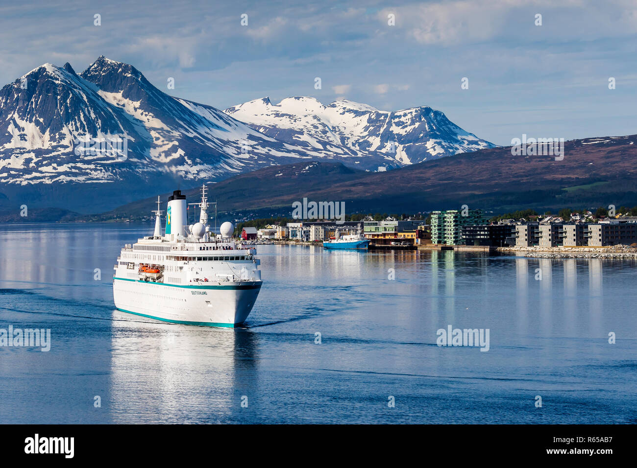 The Expedition ship Deutschland in the harbor in Tromsø¸, Norway. Stock Photo