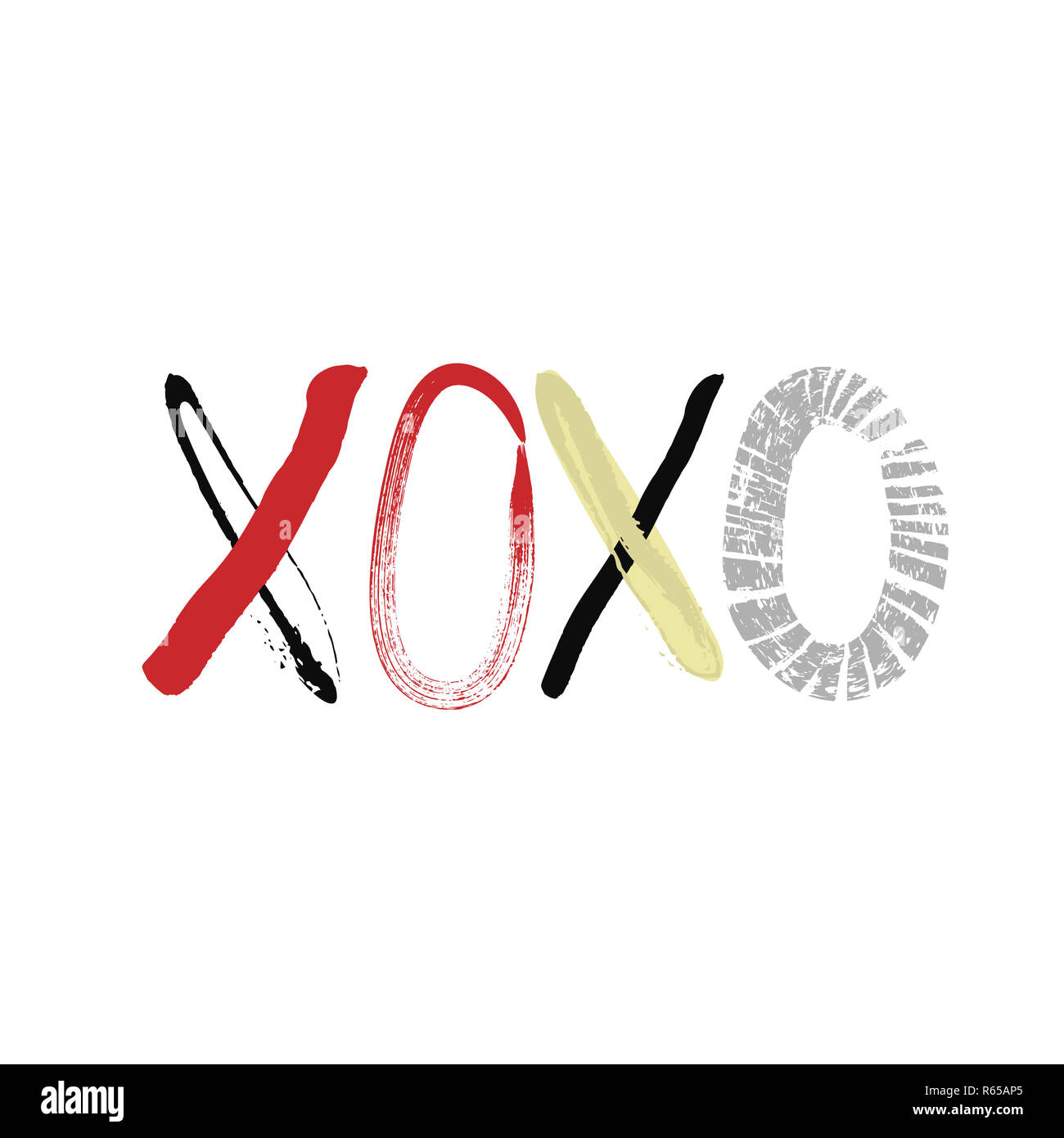 Xoxo. Lettering. Christmas and New Year phrase. Textured letters. Paint spots. Winter holidays Stock Photo