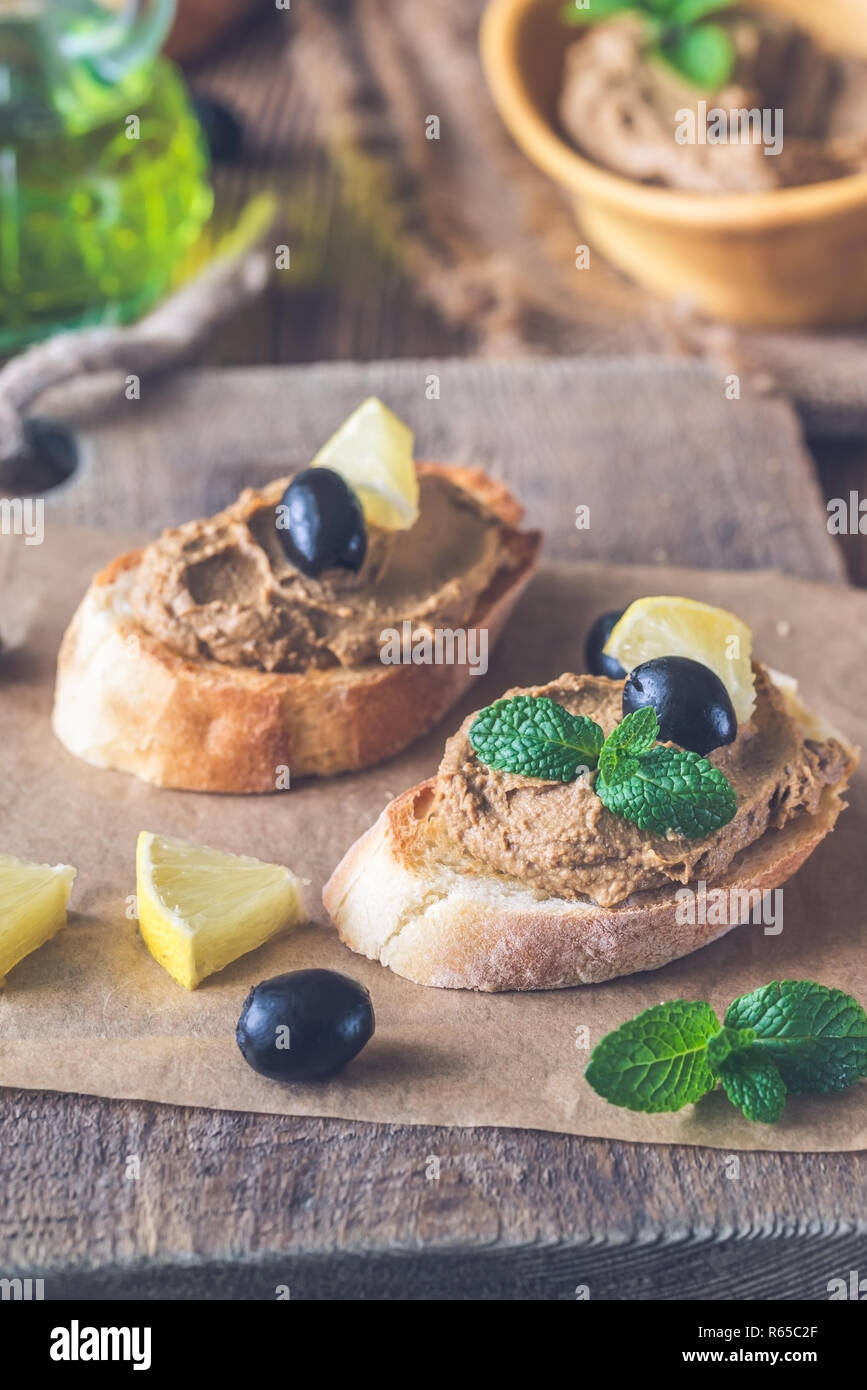Toasts with chicken liver pate Stock Photo Alamy