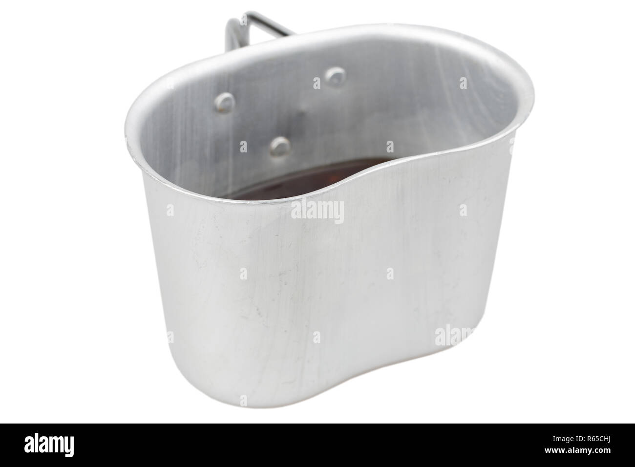 Army canteen cup of coffee isolated on white background Stock Photo Alamy