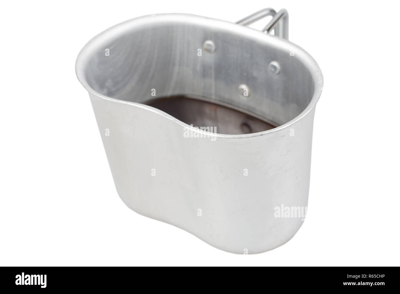 Army canteen cup of coffee isolated on white background Stock Photo Alamy