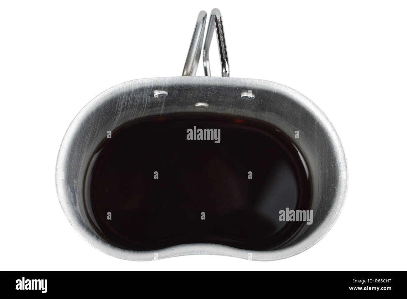 Army canteen cup of coffee isolated on white background Stock Photo Alamy