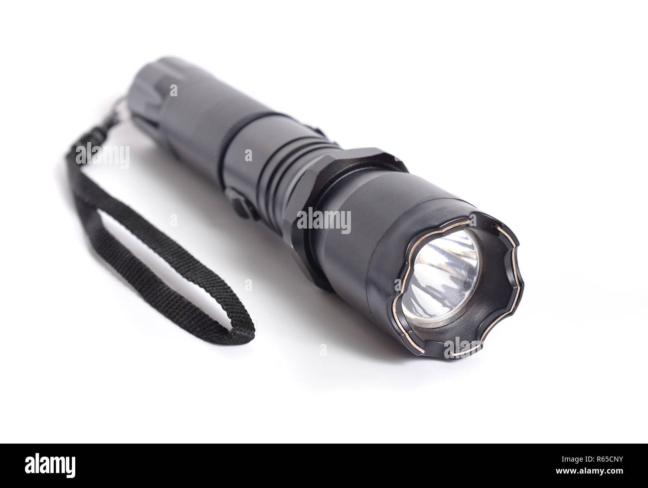 Shocker, Taser, Means of self-defense. Flashlight tazer isolated on white background Stock Photo
